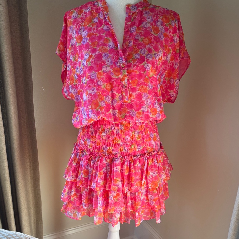 Floral Pink and Orange Dress